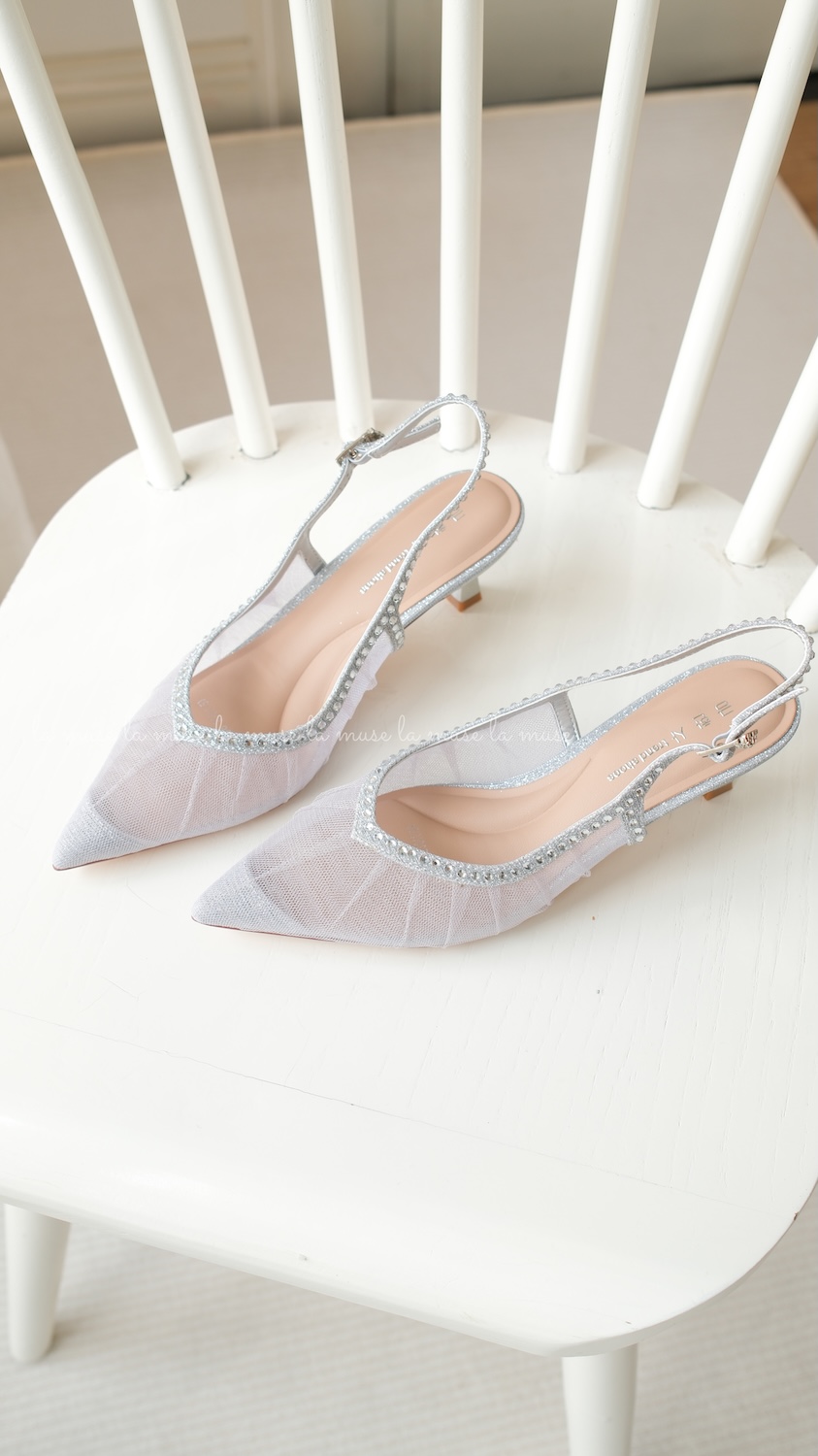 Giày cao gót slingback ren lưới nữ Caroline