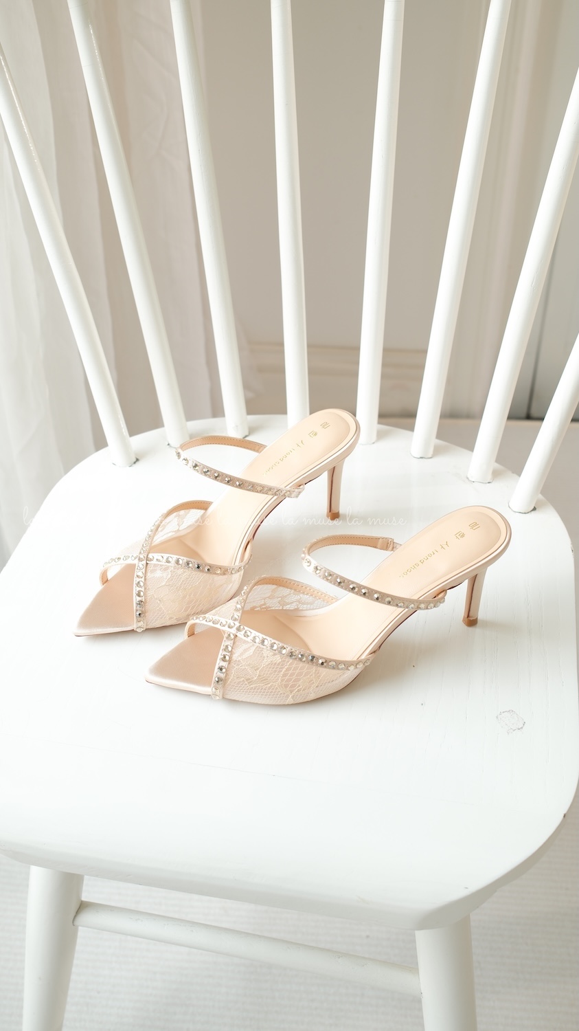 Guốc cao gót nữ ren lưới Josie