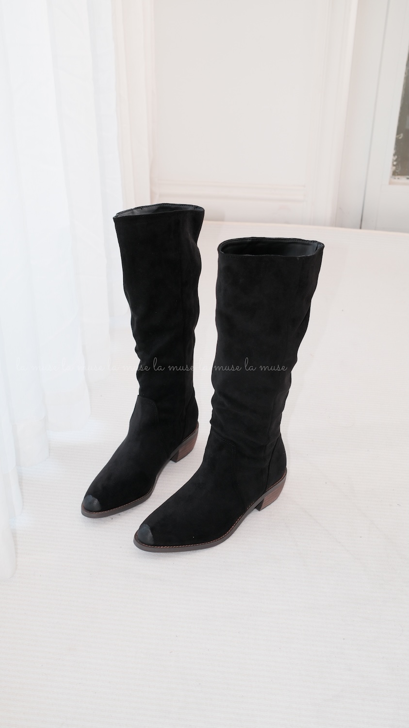 Boots nữ cao gót da lộn MInhee