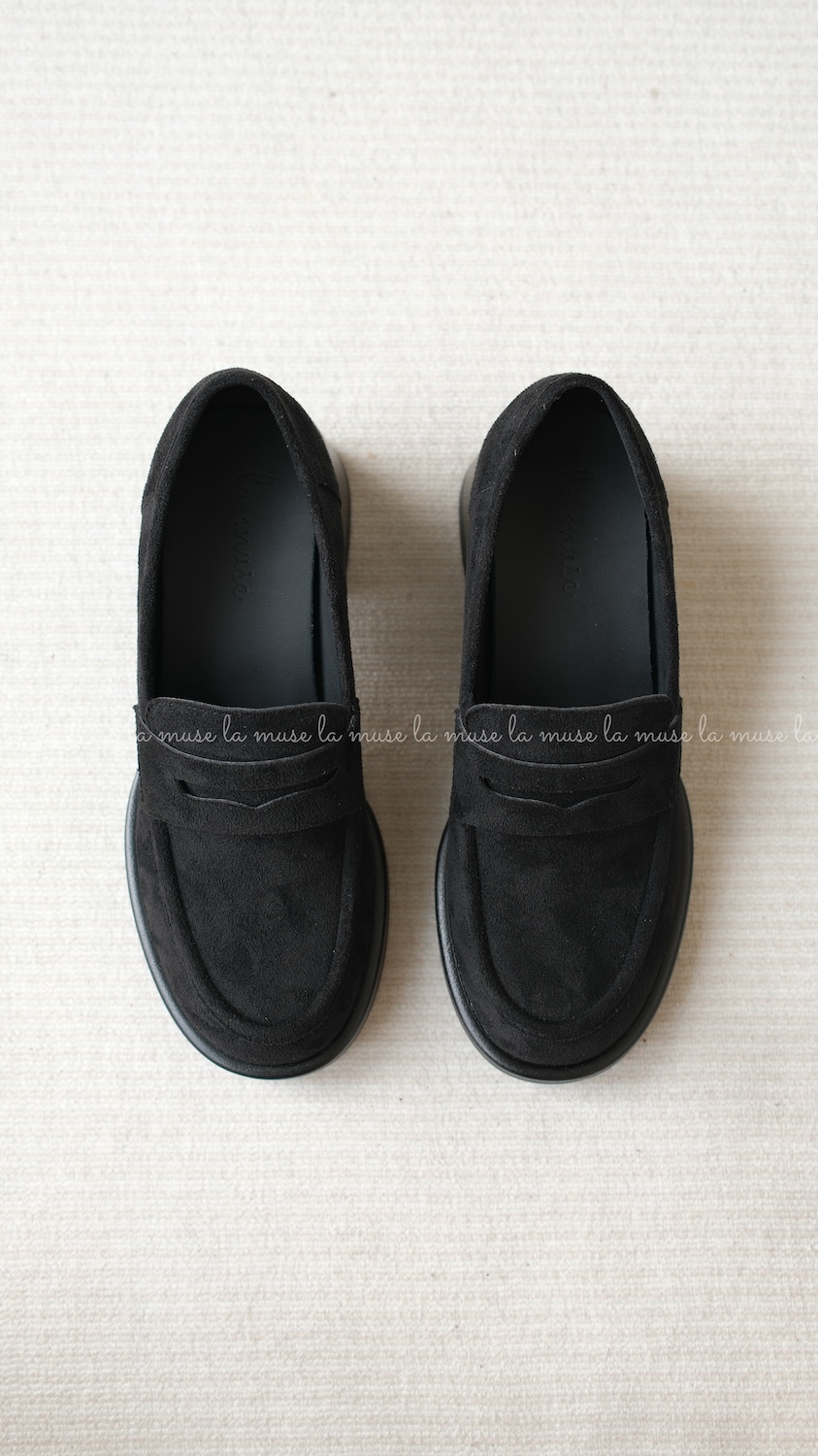 Giày lười loafer da lộn cao gót nữ Ricoh