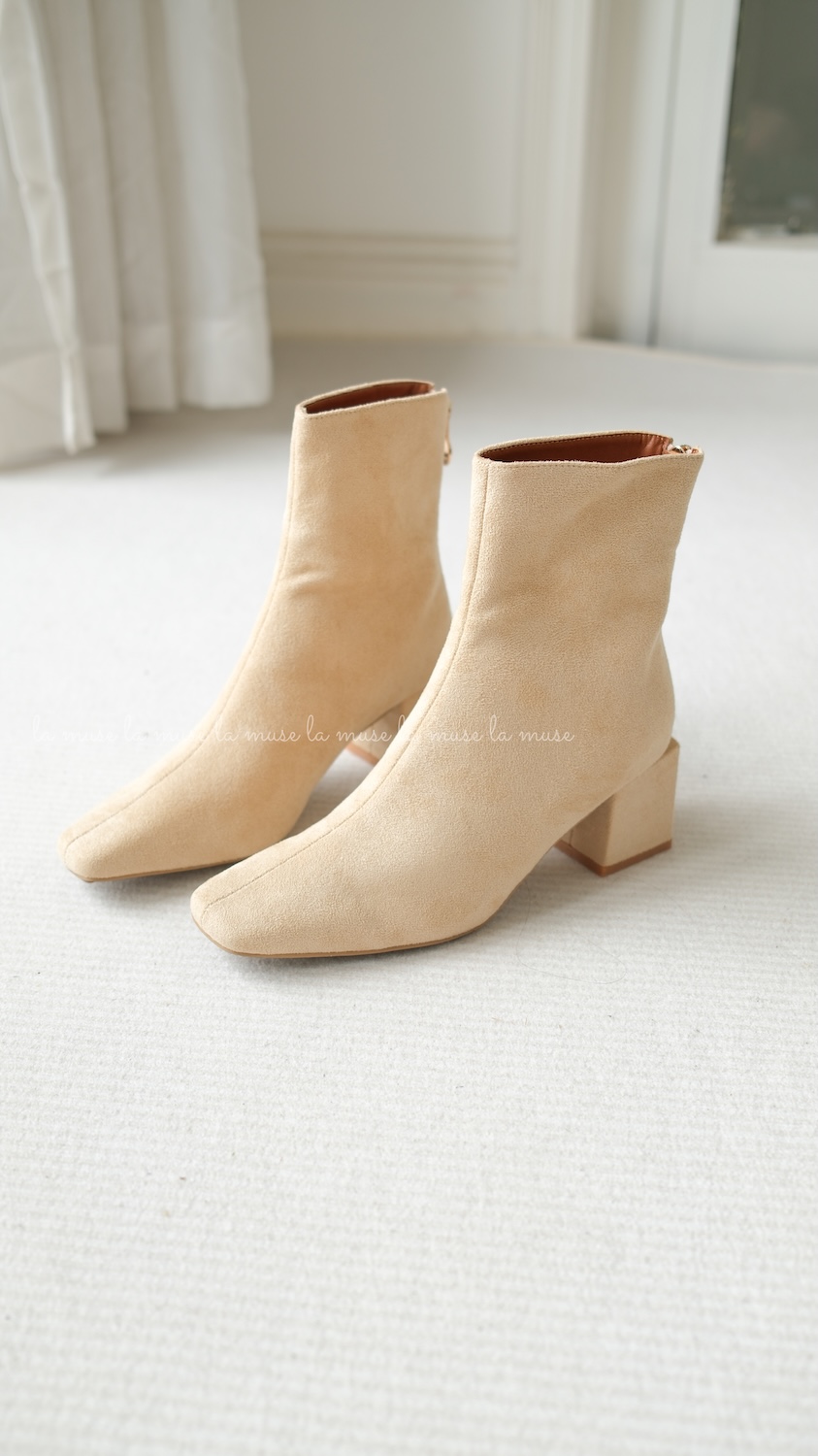 Boots cao gót da lộn nữ Staz