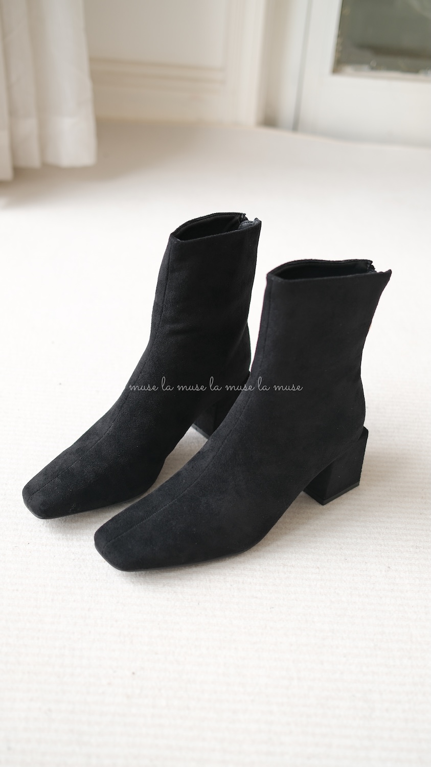 Boots cao gót da lộn nữ Staz