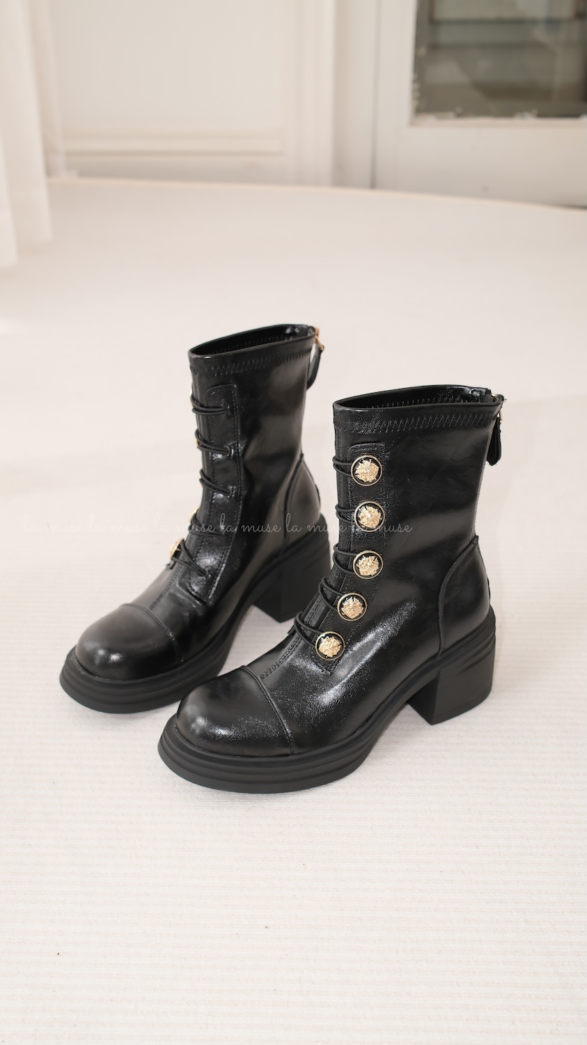 Boots cao gót buộc dây nữ Susu
