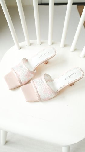 Guốc cao gót nữ ren lưới Bemi