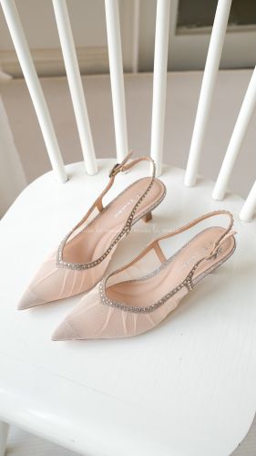 Giày cao gót slingback ren lưới nữ Caroline