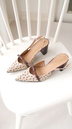 Giày cao gót slingback nữ vải Floral