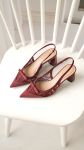 Giày cao gót slingback ren lưới nữ Gravi