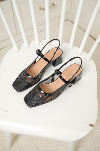 Giày cao gót slingback nữ Lace
