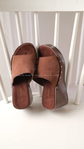 Guốc cao gót nữ da lộn Meiu