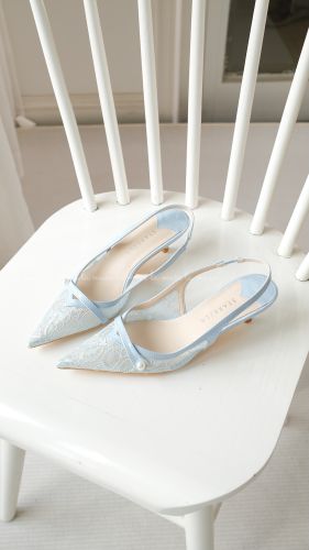 Giày bệt slingback ren lưới nữ Reni