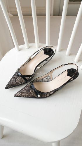 Giày bệt slingback ren lưới nữ Reni