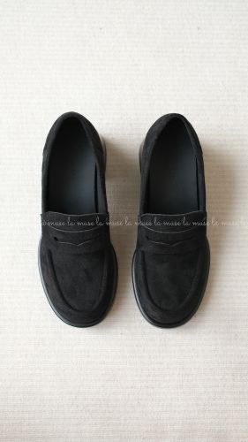 Giày lười loafer da lộn cao gót nữ Ricoh
